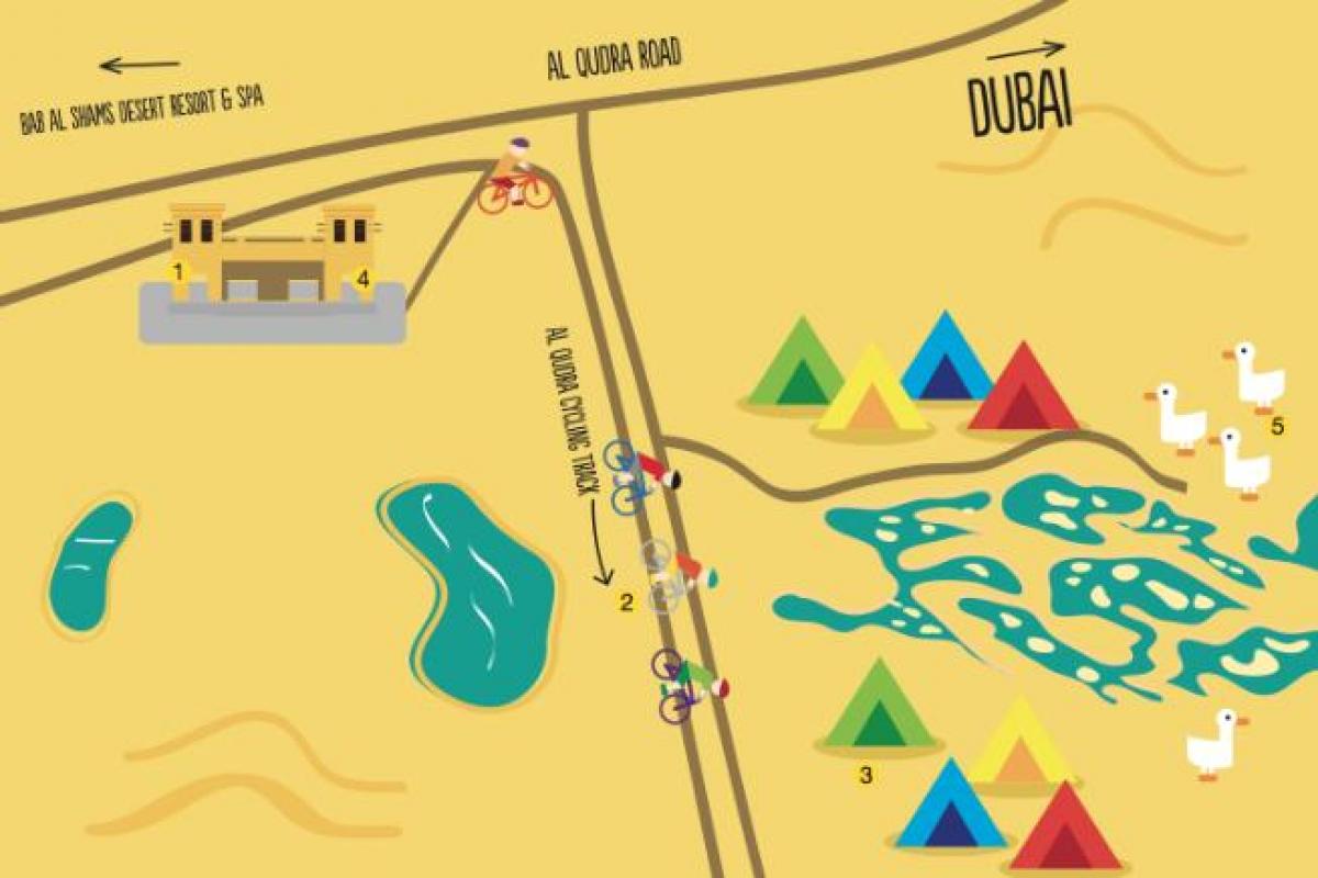 mapu Al Qudra Jazero trasy