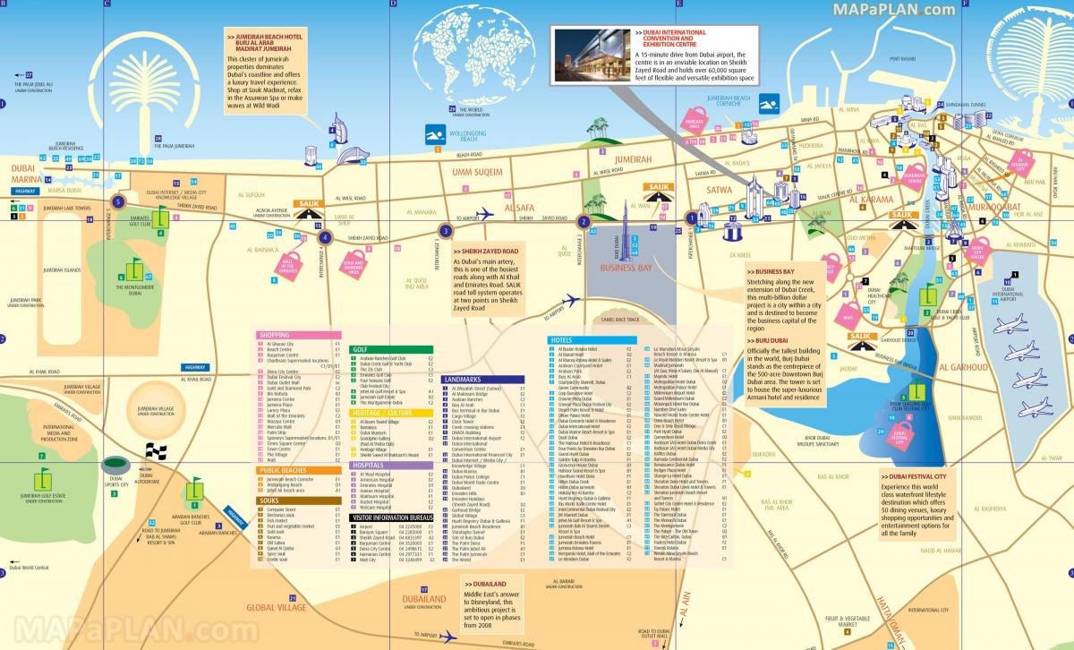 mapa Dubaji a centrum mesta