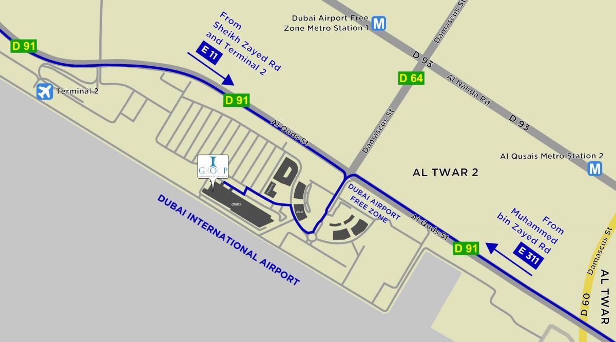 mapa Dubai airport free zone