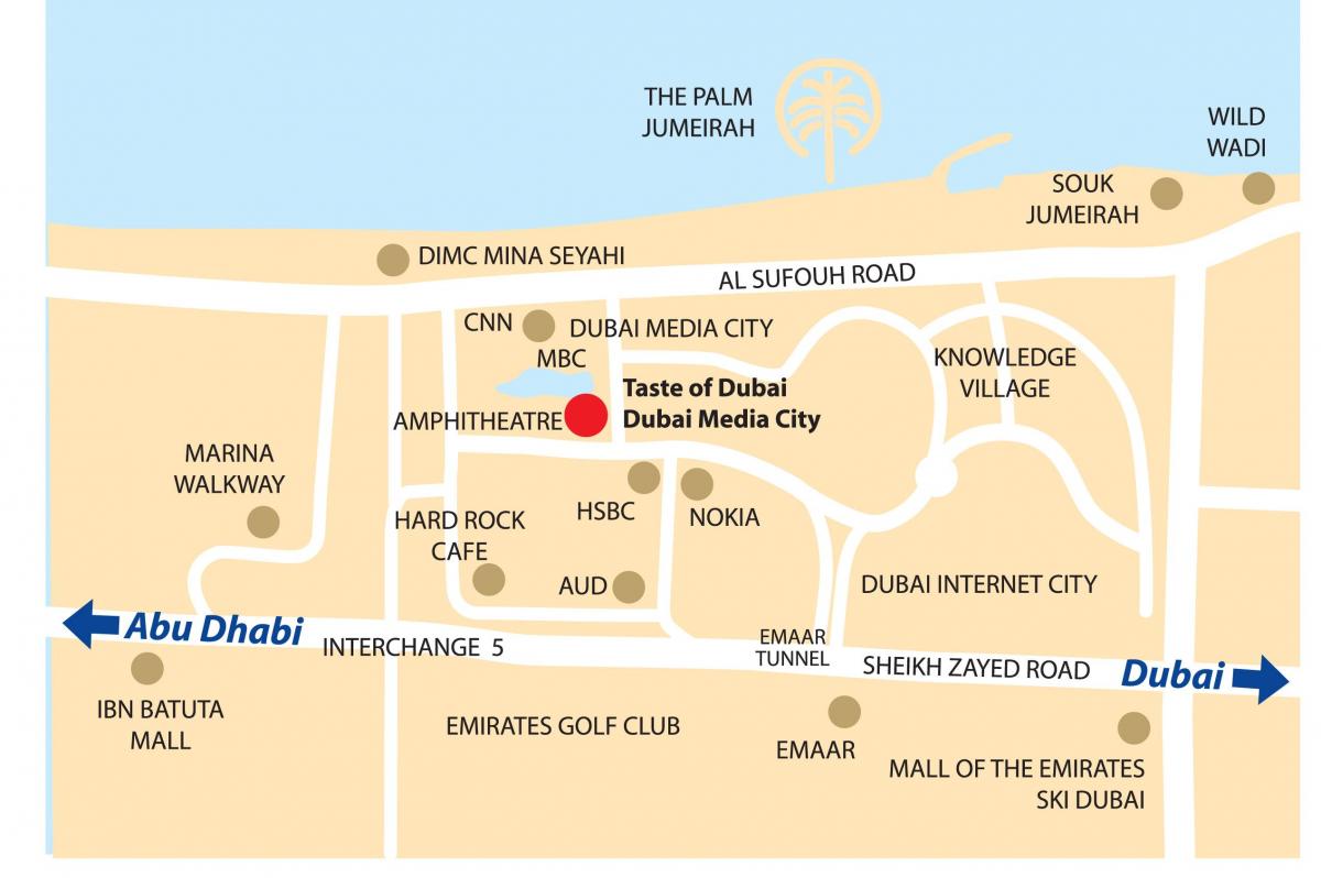 Dubai media city polohy na mape