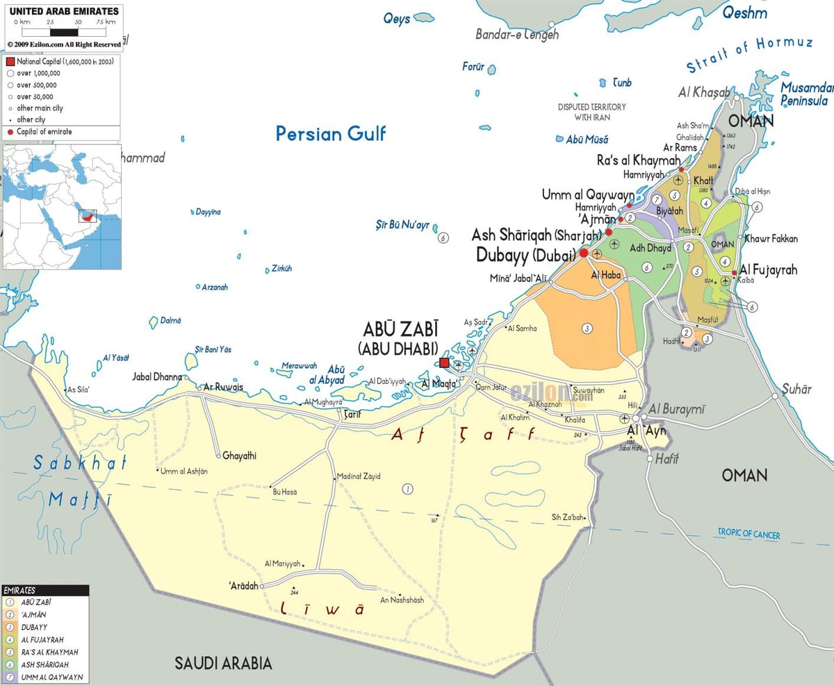 mapu Dubaj, spojené arabské Emiráty