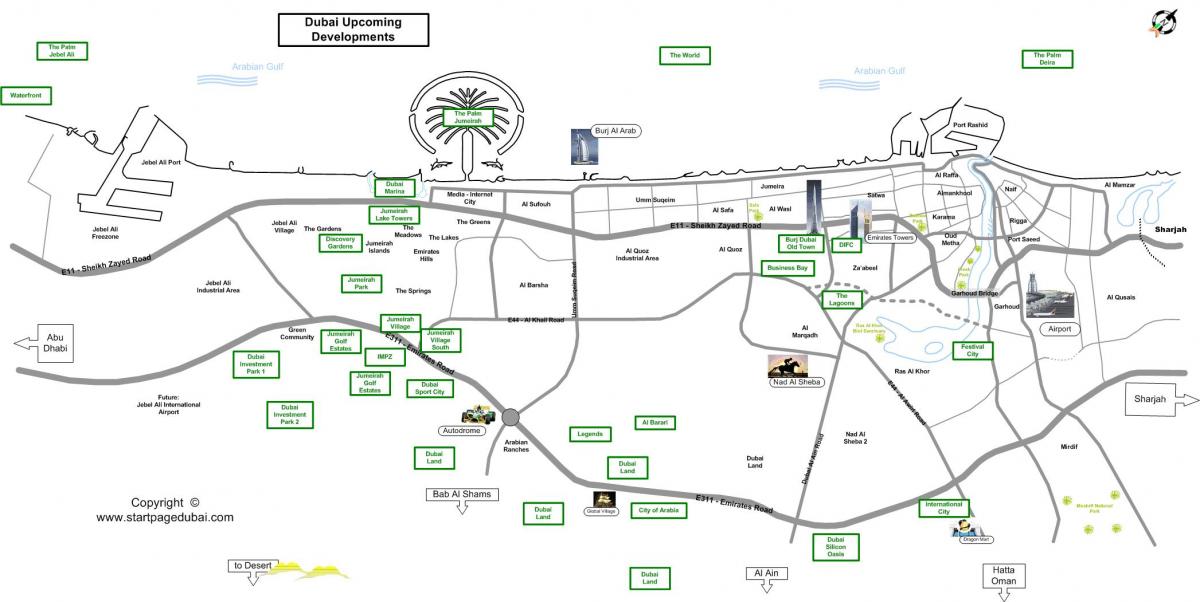 investície park Dubaj polohy na mape