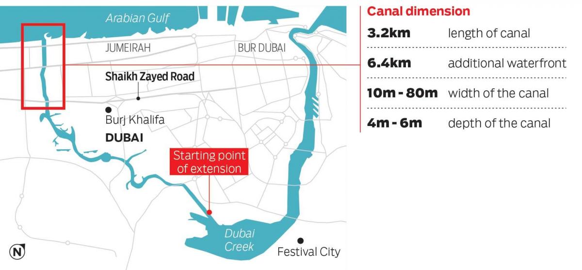 mapu Dubaj kanál