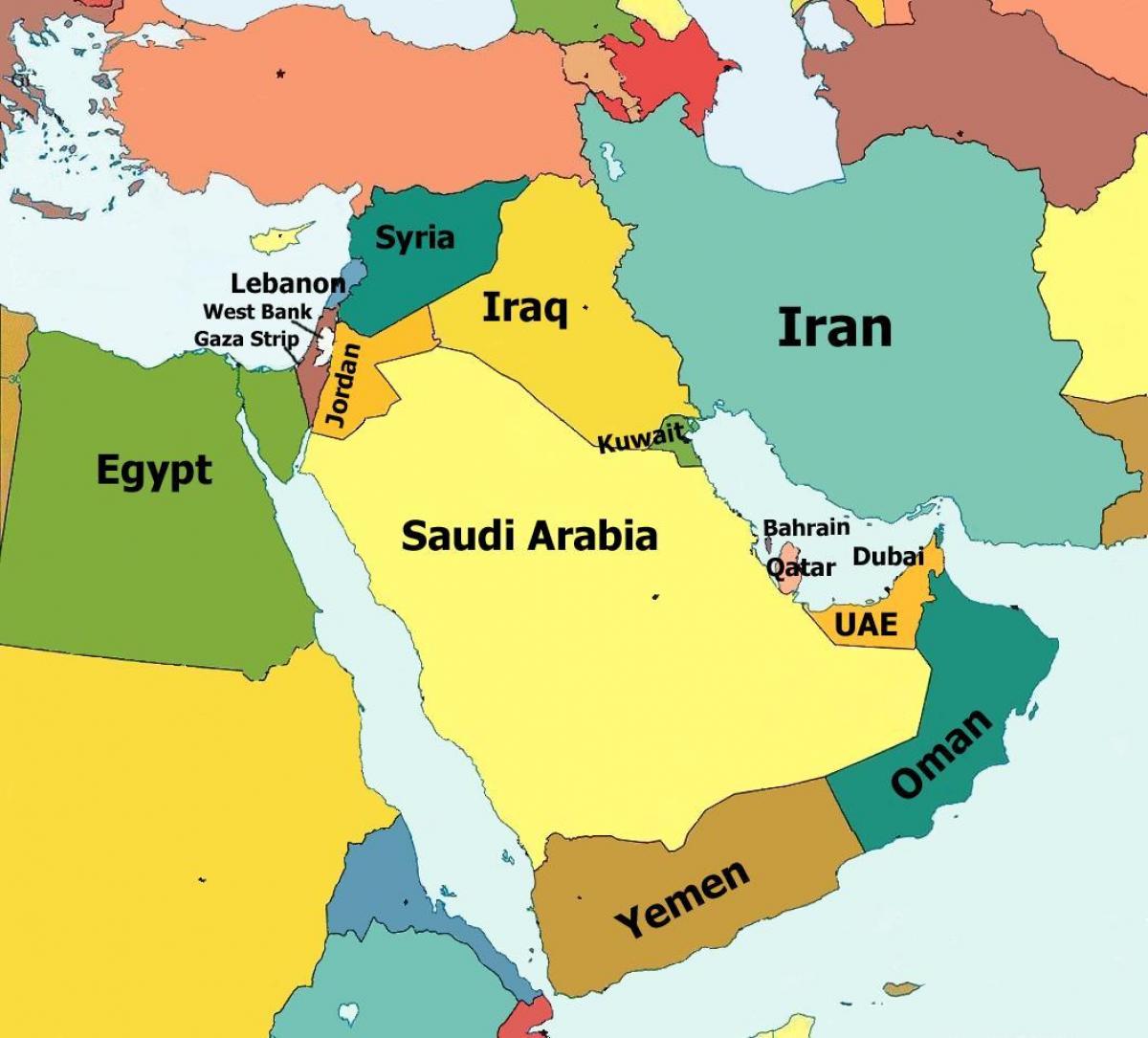 Dubaj mapu blízkeho východu