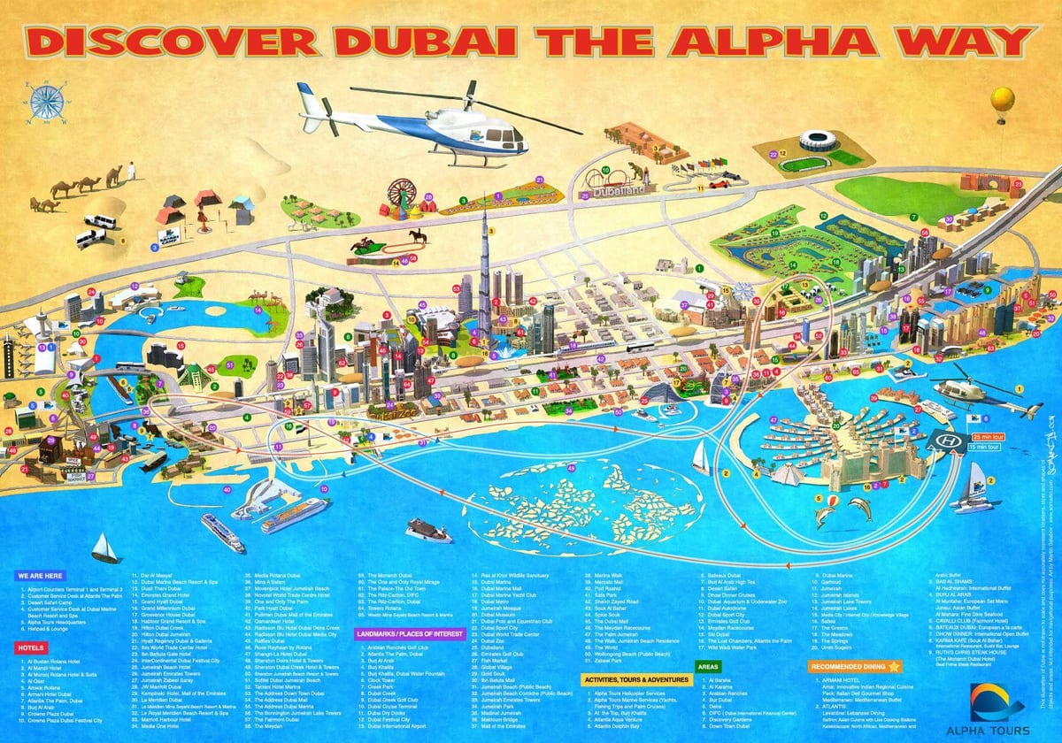 Dubaj body záujmu mapu