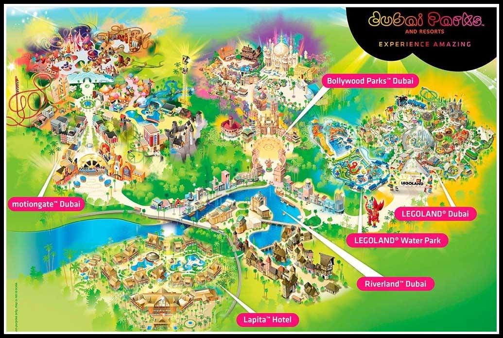 Dubaj parkov a strediská polohy na mape