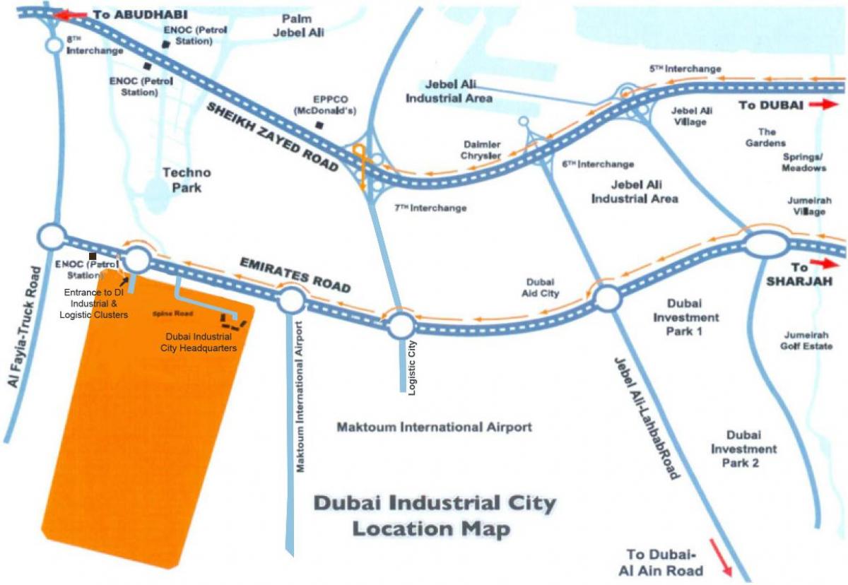 mapu Dubaj priemyselné mesto