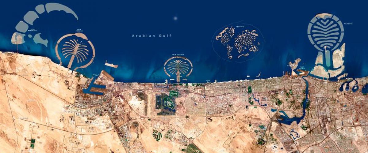 satelitná mapa mesta Dubaj