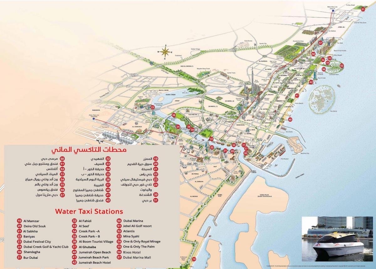 Dubaj vodné taxi trasy mapu