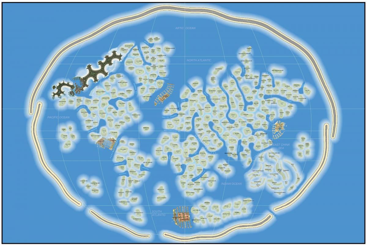 mapa sveta ostrov v Dubaji