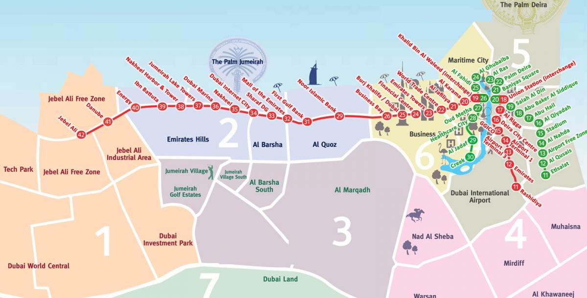 mapu Dubaj štvrtí