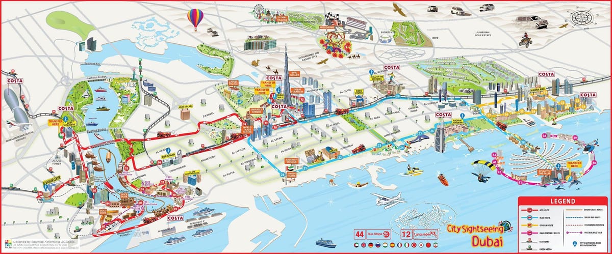 mapa chodiť Dubaj