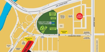 Dubai duty free tennis štadión polohy na mape
