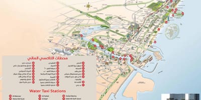 Dubaj vodné taxi trasy mapu